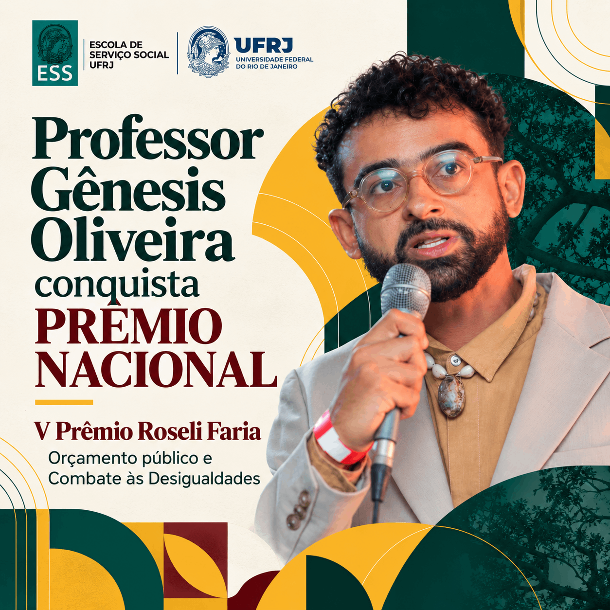 Professor Gênesis Oliveira é premiado no V Prêmio Roseli Faria